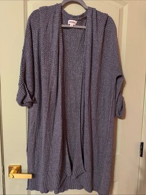 ADORA Dusty Gray Open-Front Knit Cardigan